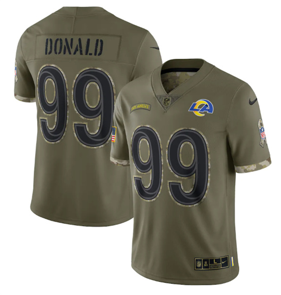 Men's Los Angeles Rams #99 Aaron Donald 2022 Olive Salute To Service Limited Stitched Jersey